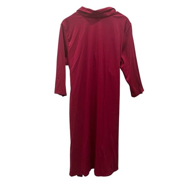 Berry Red Faux Wrap Collared Dress 3/4 Sleeve Tie Waist Plus Size 1X NWOT - Picture 4 of 6
